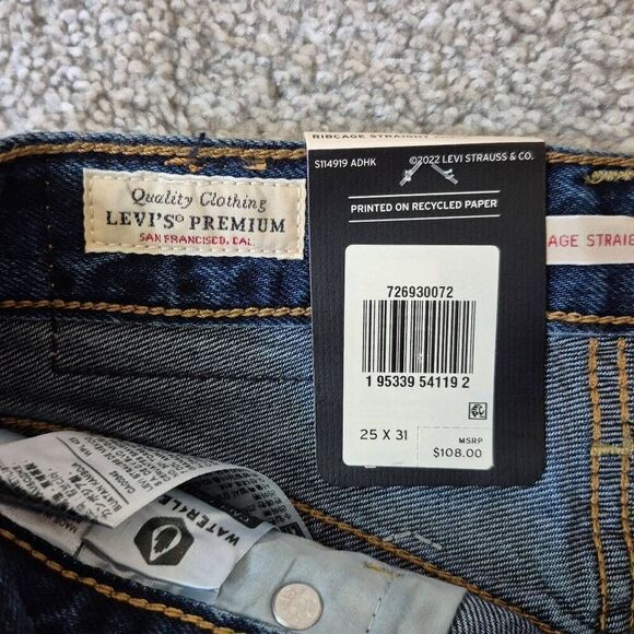 Levi's Premium Ribcage Straight Ankle Jeans Size 25 - Picture 6 of 10